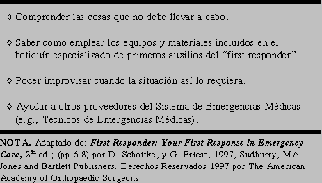 Tabla 1-2: Metas del First Responder